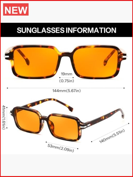 Trendy Rectangle Sunglasses Retro Narrow Thin Slim Square Sun UV400 main image 5